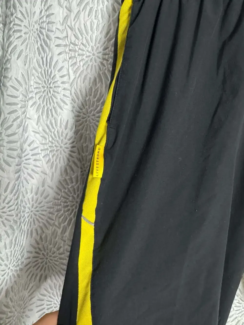 Nike Livestrong Dri-Fit Athletic Shorts Black Yellow Trim